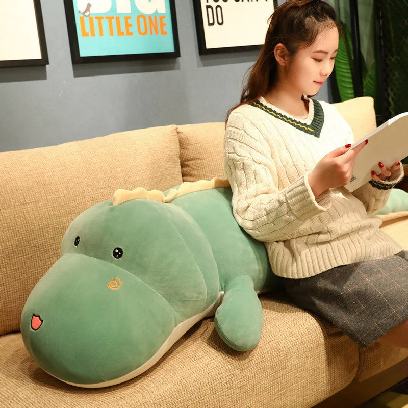 Lusy Store LLC Big Long Cute Dinosaur Plush Toy Soft Cartoon Animal Crocodile Plush Doll Boyfriend Pillow Gift Plush
