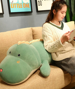 Lusy Store LLC Big Long Cute Dinosaur Plush Toy Soft Cartoon Animal Crocodile Plush Doll Boyfriend Pillow Gift Plush