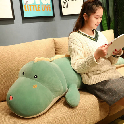 Lusy Store LLC Big Long Cute Dinosaur Plush Toy Soft Cartoon Animal Crocodile Plush Doll Boyfriend Pillow Gift Plush
