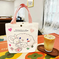 Sanrio Hello Kitty Shoulder Bag For Women Kuromi Cinnamoroll Canvas Shopping Bag Casual Large Capacity Waterproof Girl'S Handbag 04