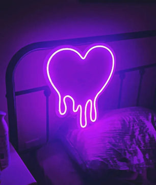 Melting Heart Neon Sign Bleeding Dripping Heart LED Light Home Wall Decor Bedroom Decoration