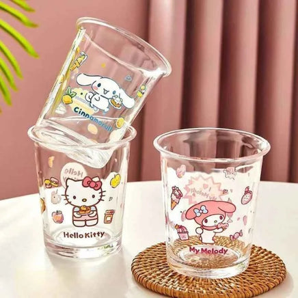 Sanrio water cup cartoon Hello kitty Cinnamoroll My melody cute anime glass cup high temperature resistant coffee cup home gift