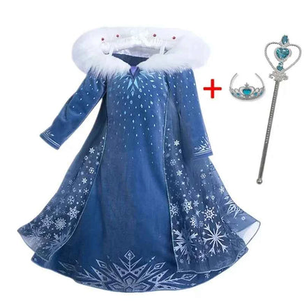 Girls Elsa Anna Costume Kids Birthday Floral Dress Children Snow Queen Performance Fantasy Princess Evening Halloween Costumes Elsa Set A1