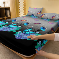Lusy Store 1 Piece of Flower Flying Butterfly Dance Pattern Frosted Bedsheet, Bedroom Printed Bedspread, Bedding (Excluding Pillowcases) 