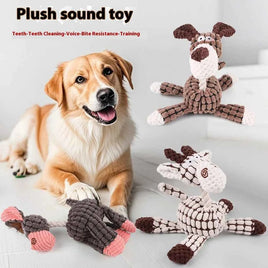 Donkey Plush Squeaky Dog Toy with Cotton Rope, Interactive & Chewable, Teeth Cleaning & Training Toy for Pets