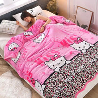Hello Kitty Cartoon Blanket Kawaii Kt Cat Home Textile Flannel Soft Warm Throw Blanket Bedding Sofa Cover for Girls Gift Style 2