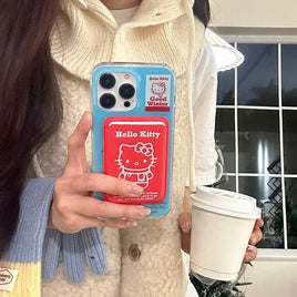 Cute Cartoon Sanrio Hello Kitty Magnetic Wallet Magsafe Wireless Charge Phone Case For iPhone 16 15 14 13 12 11 Pro Max Cover With Card Pocket