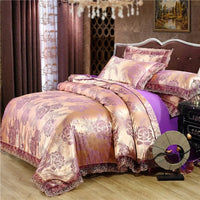Nordic Satin Jacquard Duvet Cover Set Luxury Flower Bedding Set Adlut Quilt Cover Pillowcases Sheet Twin Queen King Home Texiles Lusy Store