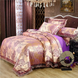 Nordic Satin Jacquard Duvet Cover Set Luxury Flower Bedding Set Adlut Quilt Cover Pillowcases Sheet Twin Queen King Home Texiles Lusy Store