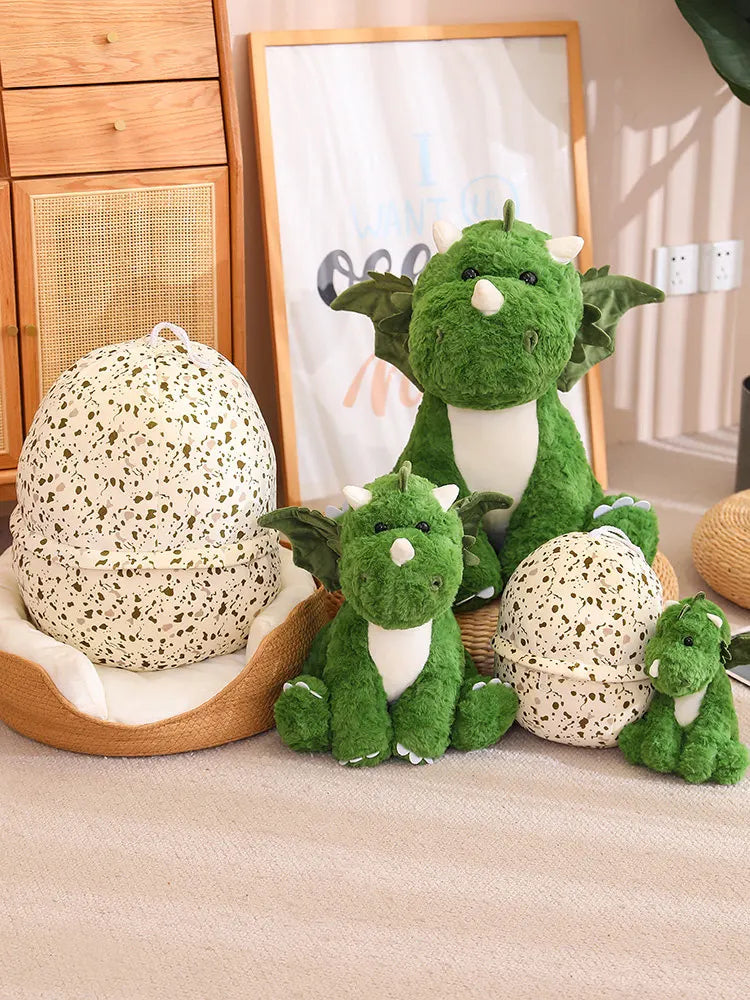 Lusy Store LLC 2 In 1 Dinosaur Plush Green Baby Dino In A Dragon Egg Stuffed Toy Cute Hugging Sleeping Doll Gifts Plush