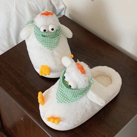 Chicken Slippers Cotton Plush Cute Cartoon For Women Home Shoes Household Slipper Milk White