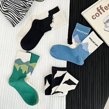 1/4 Pairs Men's and women's casual socks, asymmetrical niche mid length socks Lusy Store