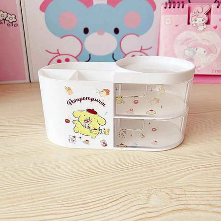 Sanrio Desktop Transparent Drawer Pen Holder Cute Kuromi Cinnamoroll Students Creative Cartoon Pen Holder Stationery Storage Box E