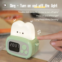 LED toaster alarm clock, creative cartoon nightlight with timing function, ins wind bedside decoration