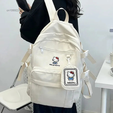 Sanrio Hello Kitty College Style Student Schoolbag Cartoon Korean Large Capacity White Backpacks Y2k Teenage Girl Fashion Bags Lusy Store