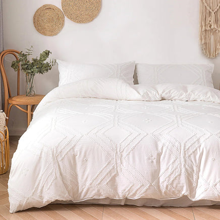 Tufted Duvet cover，3pcs 100% Microfiber Bedding Cover Sets  All-Seasons Soft Comforter Cover Skin-Friendly Lusy Store
