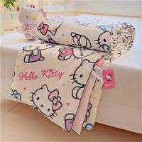 Sanrio Hello Kitty Cartoon Cinnamoroll Kuromi Summer Quilt Washable Air Conditioner Machine Washable Soft Comfortable Blanket Lusy Store