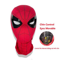 Spiderman Mask Eyes Movable Remote Control Peter Parker Halloween Cosplay Costume Mask Red Chin Control