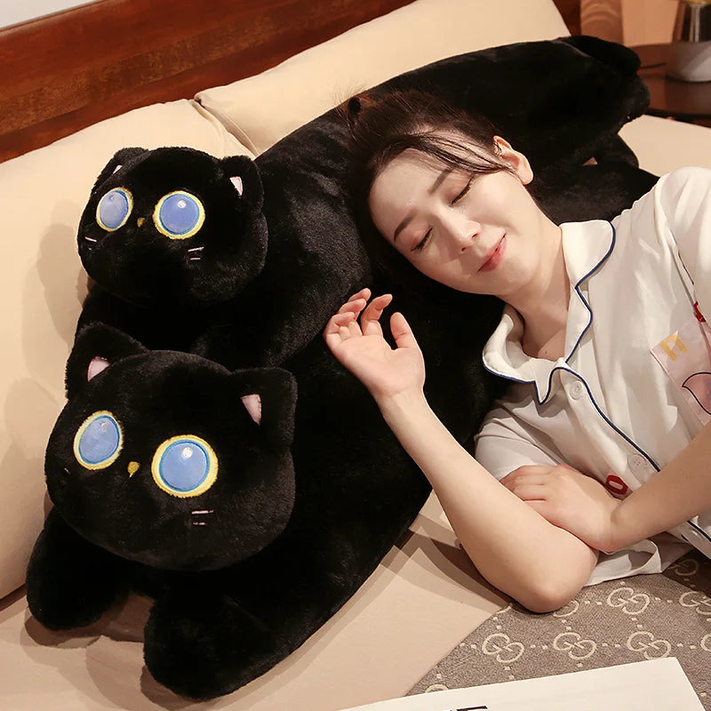 Lusy Store LLC Long Giant Cats Plush Toy Cylidrical Animal Bolster Pillow Cat Stuffed Plushie Children Sleeping Friend Gift Plush