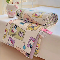 Sanrio Hello Kitty Cartoon Cinnamoroll Kuromi Summer Quilt Washable Air Conditioner Machine Washable Soft Comfortable Blanket Lusy Store