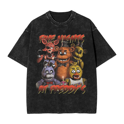 Men Y2K Basic Cotton T-Shirts Summer Bonnie Funny FNAF At Freddys Round Neck Fashion Tee Shirt Custom DIY Oversize Tops 15