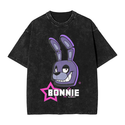 Men Y2K Basic Cotton T-Shirts Summer Bonnie Funny FNAF At Freddys Round Neck Fashion Tee Shirt Custom DIY Oversize Tops 1