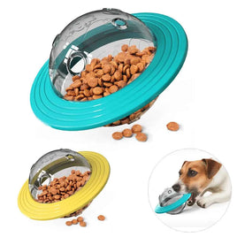 Interactive Flying Disk Dog & Cat Toy, Slow Feeder & Food Dispenser, IQ Training Chew Toy for Small to Large Dogs