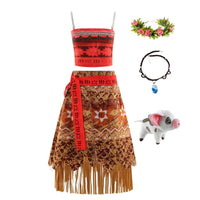 Girl Costume for Girls Moana Dress Kids Princess Dress with Necklace Halloween Costumes Party Baby Children Vaiana Outfit 9