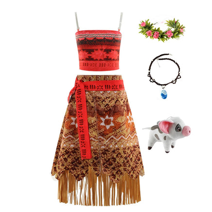 Girl Costume for Girls Moana Dress Kids Princess Dress with Necklace Halloween Costumes Party Baby Children Vaiana Outfit 9