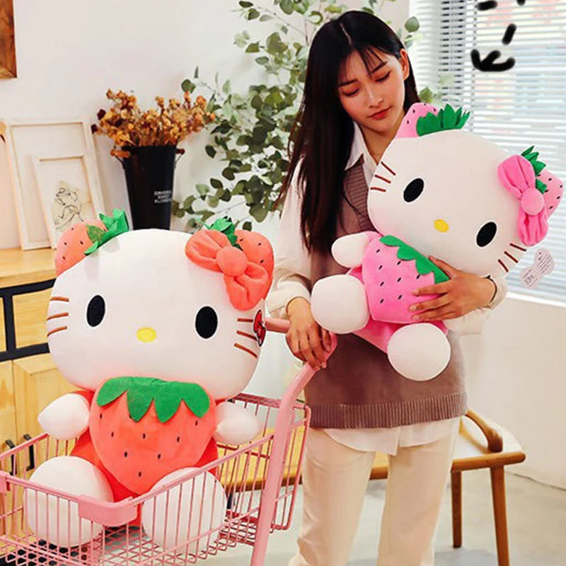 Lusy Store LLC Hello Kitty Plush Stuffed Toy Strawberry Pillow Doll Gift Home Decoration Plush