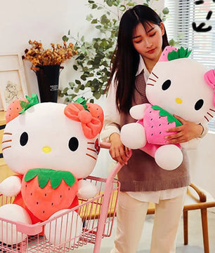 Lusy Store LLC Hello Kitty Plush Stuffed Toy Strawberry Pillow Doll Gift Home Decoration Plush