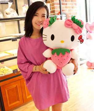 Lusy Store LLC Hello Kitty Plush Stuffed Toy Strawberry Pillow Doll Gift Home Decoration Plush