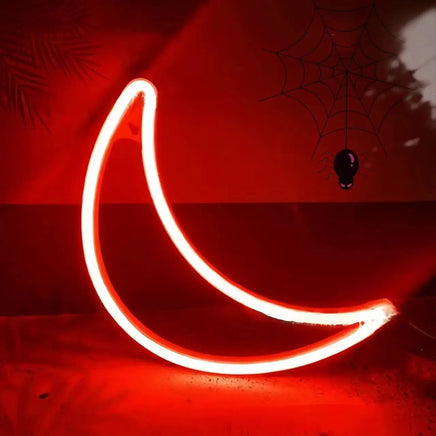 Halloween Bat Spirit LED Neon Wall Decor for Party Gift - Terrifying Atmosphere - USB or Battery Powered Moon red 0-5W