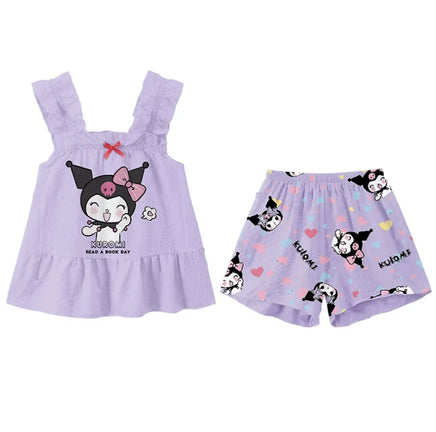 Sanrio Cinnamoroll Camisole Pajama Set Cute Homewear Girls Vest Sling Shorts Pajamas Suit Summer Comfortable Loungewear 2pcs/set green
