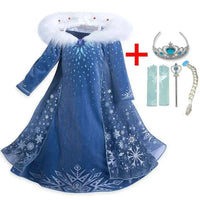Girls Elsa Anna Costume Kids Birthday Floral Dress Children Snow Queen Performance Fantasy Princess Evening Halloween Costumes Elsa Set A3