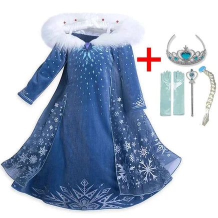 Girls Elsa Anna Costume Kids Birthday Floral Dress Children Snow Queen Performance Fantasy Princess Evening Halloween Costumes Elsa Set A3