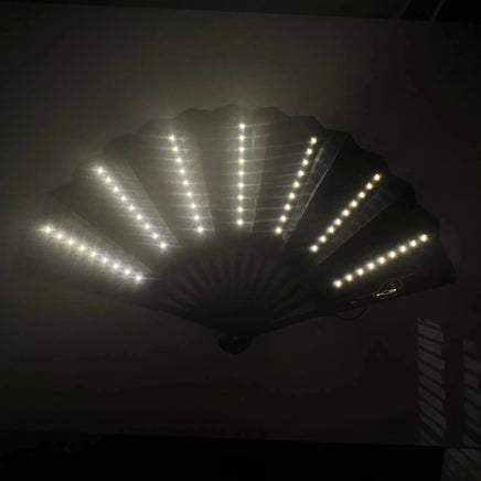 Glow Folding Led Fan Dancing Light Fan Night Show Halloween Christmas Rave Festival Accessories Glow In The Dark Party Supplies white 10 inches