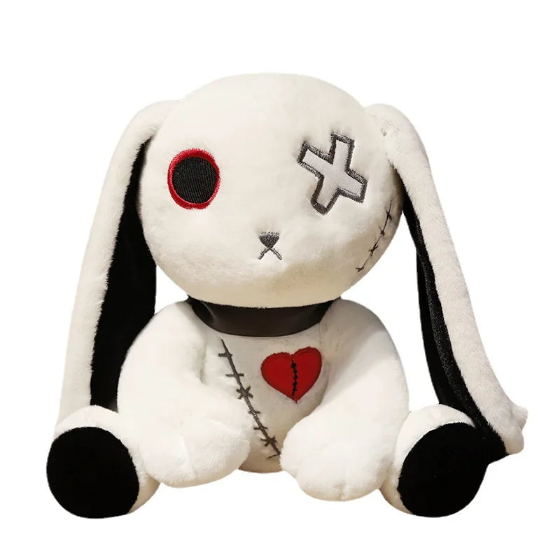 Lusy Store LLC Creepy Goth Bunny Plush Crazy Rabbit Plushie Toys Spooky Gothic Bunny Stuffed Animal Cute Horror Dreadful Bunny Doll Plush