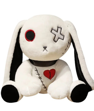 Lusy Store LLC Creepy Goth Bunny Plush Crazy Rabbit Plushie Toys Spooky Gothic Bunny Stuffed Animal Cute Horror Dreadful Bunny Doll Plush