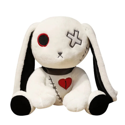 Lusy Store LLC Creepy Goth Bunny Plush Crazy Rabbit Plushie Toys Spooky Gothic Bunny Stuffed Animal Cute Horror Dreadful Bunny Doll Plush