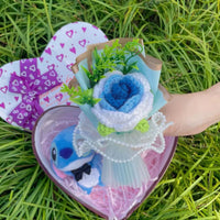 Lusy Store LLC Lilo Stitch Plush Doll Toys Rose Bouquet Gift Box Home Decoration Valentine Christmas Gifts Bouquet