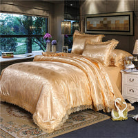 Nordic Satin Jacquard Duvet Cover Set Luxury Flower Bedding Set Adlut Quilt Cover Pillowcases Sheet Twin Queen King Home Texiles Lusy Store