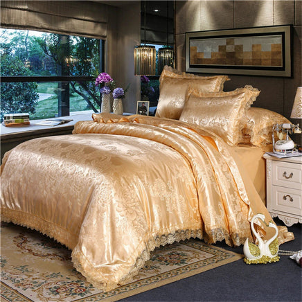 Nordic Satin Jacquard Duvet Cover Set Luxury Flower Bedding Set Adlut Quilt Cover Pillowcases Sheet Twin Queen King Home Texiles Lusy Store