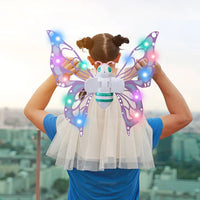 Lusy Store LLC Electric Butterfly Wings Moving Elf Wing with Light Fairy Wings for Kids Birthday Christmas Cosplay Action Figure