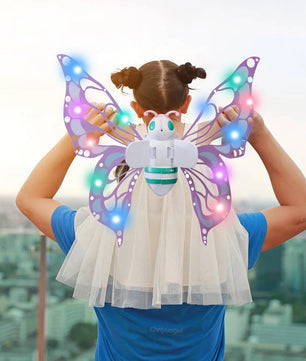 Lusy Store LLC Electric Butterfly Wings Moving Elf Wing with Light Fairy Wings for Kids Birthday Christmas Cosplay Action Figure
