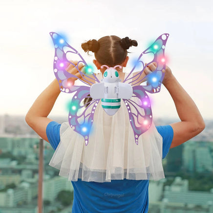Lusy Store LLC Electric Butterfly Wings Moving Elf Wing with Light Fairy Wings for Kids Birthday Christmas Cosplay Action Figure