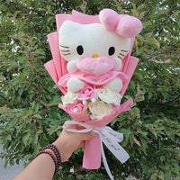 Animation Derivatives Hello Kitty Anime Bouquet With Rose Cartoon KT Cat Valentine Mother's Day Christmas Graduation Gift