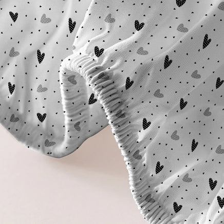 Lusy Store 1 Piece of White Bottom Heart Love Patterned Matte Bedsheet, Bedroom Printed Bedspread, Bedding (Excluding Pillowcases) 