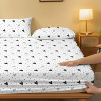 Lusy Store 1 Piece of White Bottom Heart Love Patterned Matte Bedsheet, Bedroom Printed Bedspread, Bedding (Excluding Pillowcases) 