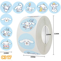 500Pcs/roll New Kawaii Sanrio Sticker Cute Cinnamoroll Kuromi Hello Kitty Cartoon Kids Reward Stickers Gift Decor Decals Toys Cinnamoroll
